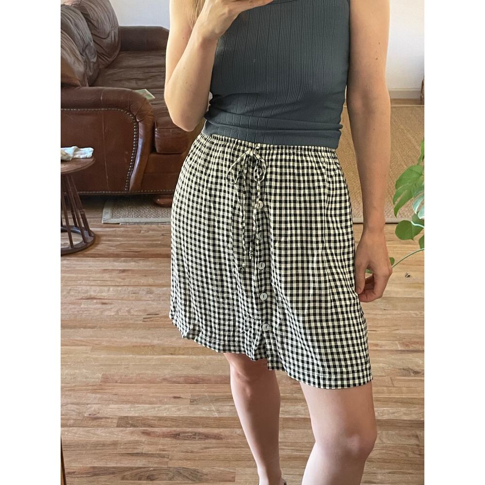 90s Gingham Button Front Skirt - image 1